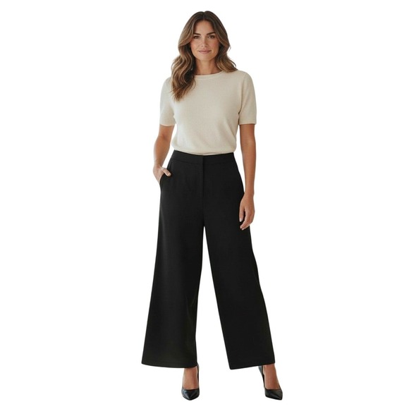 Quince Navy Blue Wide Leg Cropped‎ Pants Size 2